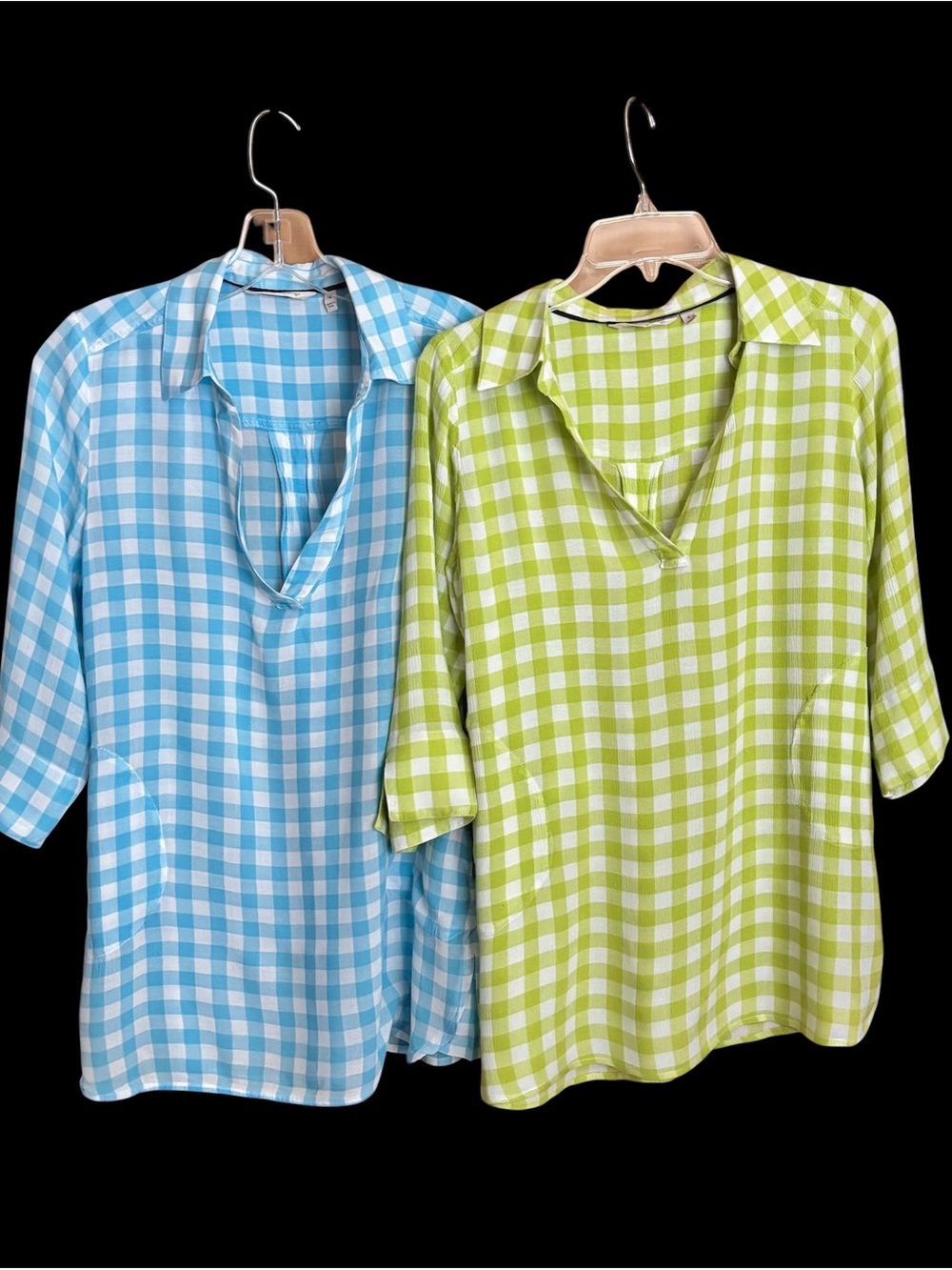Soft Surroundings Lot Of 2 “Al Fresco” Gingham Tops Size Small